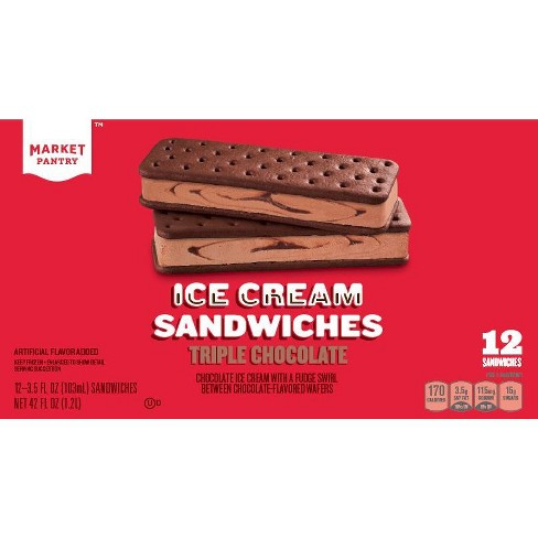 Triple Chocolate Ice Cream Sandwich 12pk 42oz Market Pantry