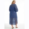 June + Vie by Roaman's Women's Plus Size Puff Sleeve Lace Midi Dress - 3 of 4