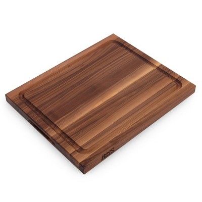 John Boos Reversible 21 Inch Wide 1.5 Inch Thick Au Jus Carving Cutting Board with Deep Juice Groove, 17 x 21 x 1.5 Inches, Walnut