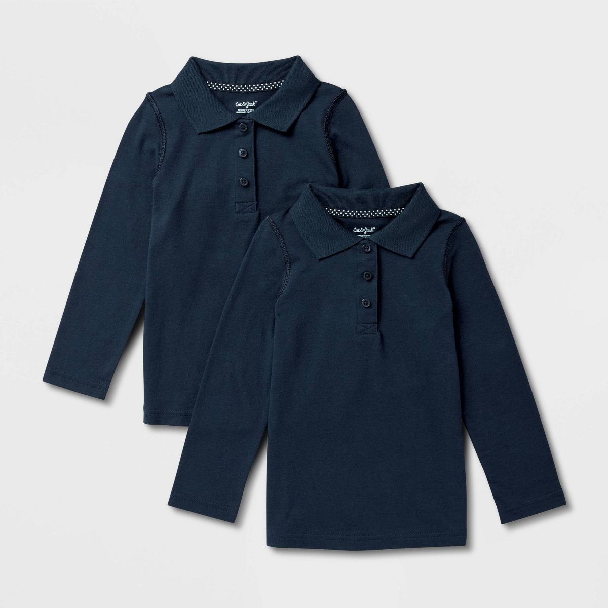 Toddler Girls' 2pk Adaptive Long Sleeve Uniform Polo Shirts - Cat & Jack™