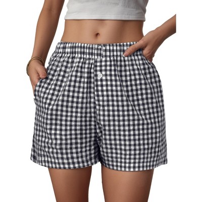 Shorts for Women Summer Casual Lounge Beach Bottoms Pajama Plaid Boxer Shorts