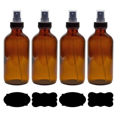 Cornucopia Brands 8oz Glass Bottles w/ Black Fine Mist Atomizer Sprayers for Aromatherapy, Perfume, Cologne, DIY & More