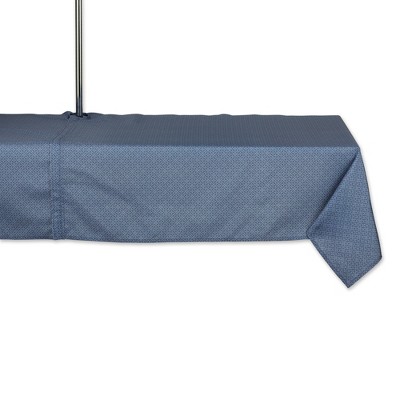 Design Imports  French Blue Tonal Lattice Print Outdoor Tablecloth With Zipper 60X84