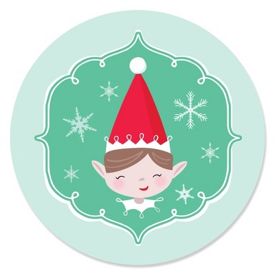 Big Dot of Happiness Elf Squad - Kids Elf Christmas and Birthday Party Circle Sticker Labels - 24 Count