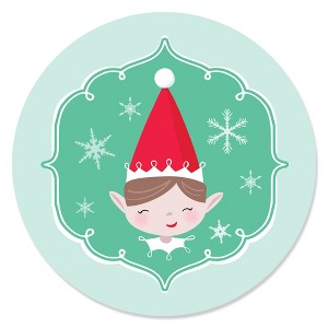 Big Dot of Happiness Elf Squad - Kids Elf Christmas and Birthday Party Circle Sticker Labels - 24 Count - 1 of 4