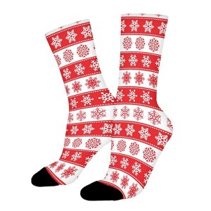 Dsane Red Christmas Women Printed Crew Socks Funny Funky Socks Soft Polyester Novelty Gifts for Artists Men - 1 of 1