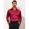 Lars Amadeus Men's Solid Color Point Collar Long Sleeve Button Down Prom Satin Shirts - 2 of 4
