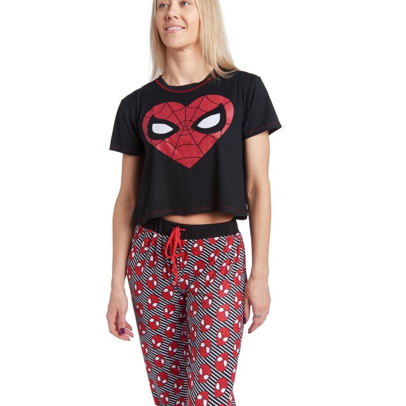 Marvel Wakanda Forever Spider-Man Avengers Black Panther Women's Pajama Shirt and Pants Sleep Set Adult , 3 of 6