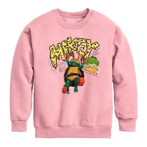 Boys' - Teenage Mutant Ninja Turtles - Michelangelo AKA Mikey Graphic Long Sleeve Fleece Sweatshirt - 1 of 3