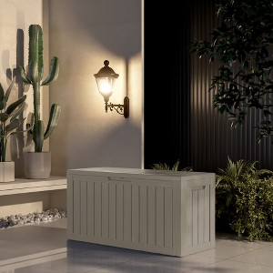 Maggift Deck Box, 80GAL Outdoor Storage Box, Patio Gardening Tools, Water and UV Resistant for Patio, Garden, Lawn, Brown, 46.25"*18.7"*23.22" - 1 of 4
