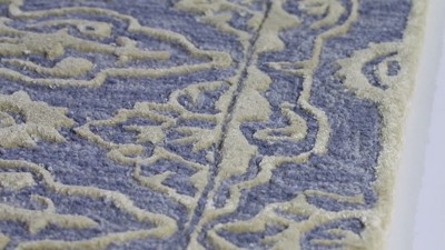 Handmade Dark Grey and Ivory Wool Tufted Area Rug 4' x 6'