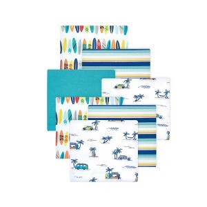 Little Treasure Hudson Baby Boys Cotton Poly Flannel Receiving Blankets 7Pk Multipack - 1 of 2