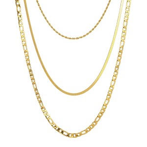 Adornia Tarnish Resistant 18k Gold Plated 3-Piece Chain Necklace