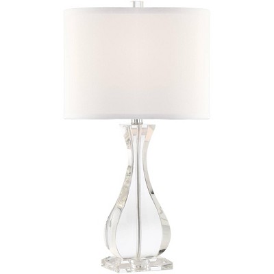 Vienna Full Spectrum Modern Table Lamp Crystal Vase White Fabric Drum Shade for Living Room Bedroom Bedside Nightstand Family