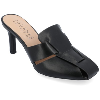 Journee Collection Womens Tristin Slip On Stiletto Square Toe Mule Pumps