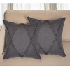 HomeRoots Set of Two Dark Gray Diamond Cotton Throw Pillow With Fringe - 2 of 4