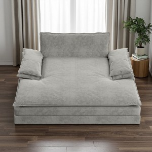 80" Chenille Deep Seat Double Lounge Sofa with Detachable Cushions & Large Pillows - 1 of 4