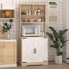 NicBex Farmhouse Wooden Sideboard Pantry Cabinet with Adjustable Storage &  Open Shelves,Coffee Bar Buffet Cabinet for Kitchen,Dining Room - 4 of 4