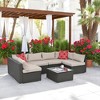 7-Piece Patio Furniture Set with PE Wicker, Tempered Glass Table, Cushions, and Pillows for Outdoor Spaces - 4 of 4