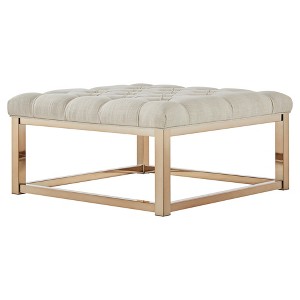 Fontaine Champagne Button Tufted Cocktail Ottoman Oatmeal - Inspire Q