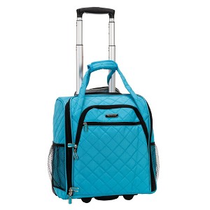 Rockland Melrose Upright Wheeled Underseater Carry-On Luggage Turquoise 15-Inch - 1 of 4