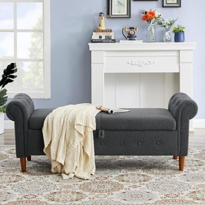 NicBex 63 Inch Storage Ottoman,Entryway Bench with Wood Legs for Bedroom and Living Room