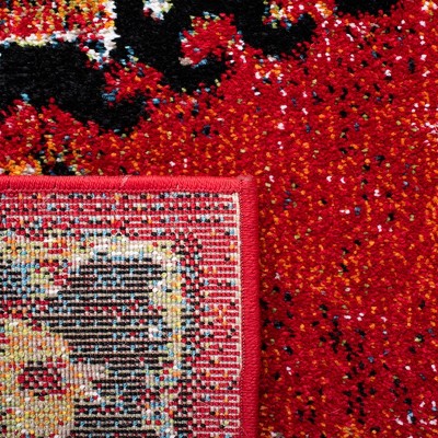 Vintage Red and Black Hand-knotted Synthetic Area Rug