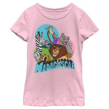 Girl's Madagascar Colorful Geometric Group Shot T-Shirt