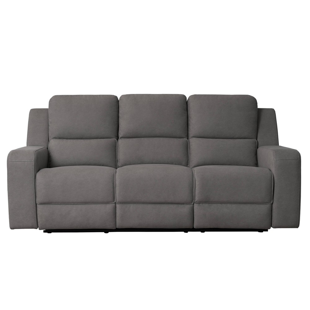 Photos - Sofa Mildred Fabric Manual Reclining  with Console Charcoal - Abbyson Livin