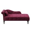 Aijia 60.6" Velvet Chaise Lounge (Left Arm) - Tufted Button & Nailhead Trim Design with Solid Wood Legs & Pillow, 300lb Capacity - 2 of 4