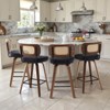 Bekrvio 26"/29" Mid-Century Modern Swivel Bar Stools Set of 1/2/3/4- Faux Leather Upholstered with Back and Bent Wood Legs,Ideal for Kitchen Island - 4 of 4