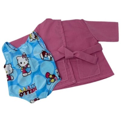 Doll Clothes Superstore One Piece Kitty Bathing Suit With Cover Up Fits 18 Inch Girl  Dolls