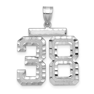 Black Bow Jewelry 14k White Gold, Varsity Collection, Large D/C Pendant, Number 38