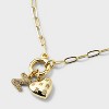 14K Gold Dipped Cubic Zirconia Puffy Heart Charm Initial Necklace - A New Day™ Gold - 4 of 4