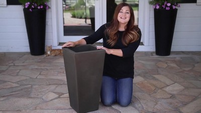 Tall Bronze Textured Resin Indoor Outdoor Planter Pot