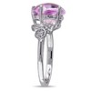 EVERLY JEWELRY | Sterling Silver 6 1/4 CT TGW Pink Topaz and Diamond Flower Open Cuff Ring - 2 of 4