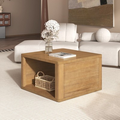 NicBex 30.8" Square Coffee Table with Storage,2-Tier End Table with Open Shelves,Side Table with Sturdy Frame,Center Table for Living Room