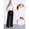 INSPIRE CHIC Women's Elastic High Waist One Button Lightwieght Wide Leg Pants with Pockets - 2 of 4