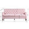 Modern Velvet Sofa Couch With Wooden Legs,Mid Century Craftsmanship Upholstered Sofa,Tufted 3-Seater Sofa With Comfy Back Cushions-Cuddlewood - 4 of 4