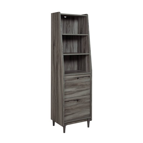 Modern 69-inch Tall Skinny 5-Shelf Bookcase in Black Wood Finish