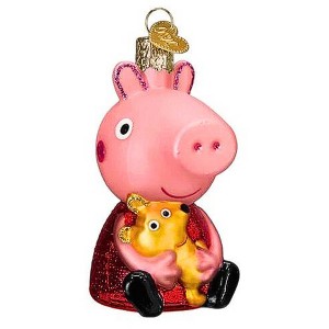 Old World Christmas 3.25 In Peppa Pig With Teddy Cartoon Children's Series Tree Ornaments - 1 of 3