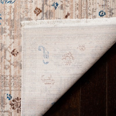 Ivory and Light Grey Hand-Knotted Synthetic 6' x 9' Rug