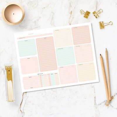 Blu Monaco Gold Edge Desk Pad – Undated Weekly Planner Notepad – 8.5 x 11, 50 Pages – Tear-Off Calendar for Scheduling and Organization