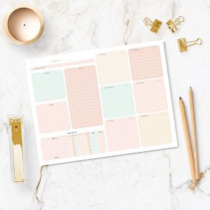 Blu Monaco Gold Edge Desk Pad – Undated Weekly Planner Notepad – 8.5 x 11, 50 Pages – Tear-Off Calendar for Scheduling and Organization - 1 of 4