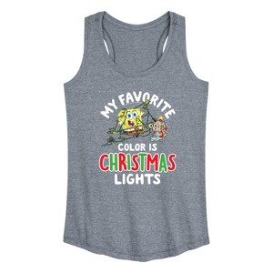 Women's - SpongeBob SquarePants - My Favorite Color Is Christmas Lights Graphic Racerback Tank - 1 of 4