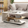 Tangkula Geometric Coffee Table w/ Storage Shelves 3-Tier Rectangular Tea Table - 3 of 4