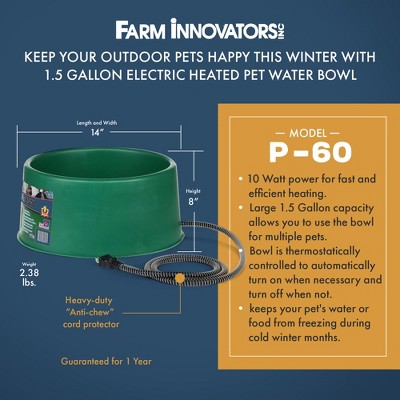Green 1.5 Gallon Electric Heated Pet Water Bowl with Thermostatic Control