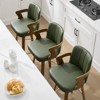 Bekrvio 26" Swivel Counter Height Bar Stools Set of 1/2/3/4,Faux Leather Upholstered Bar Chairs with Back & Arm for Kitchen Island,Black - 4 of 4