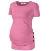 Clearlove Maternity Tunic Tops Maternity Shirt Side Button and Ruched Maternity Tunic Tops Maternity Short Sleeve T-Shirts - 2 of 4