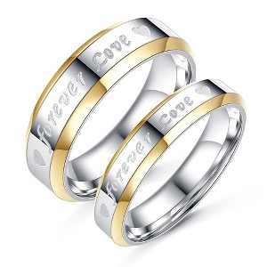 Forever Love 4 mm or 6mm Stainless Steel Wedding Band for Men or Women by Ginger Lyne - 1 of 4